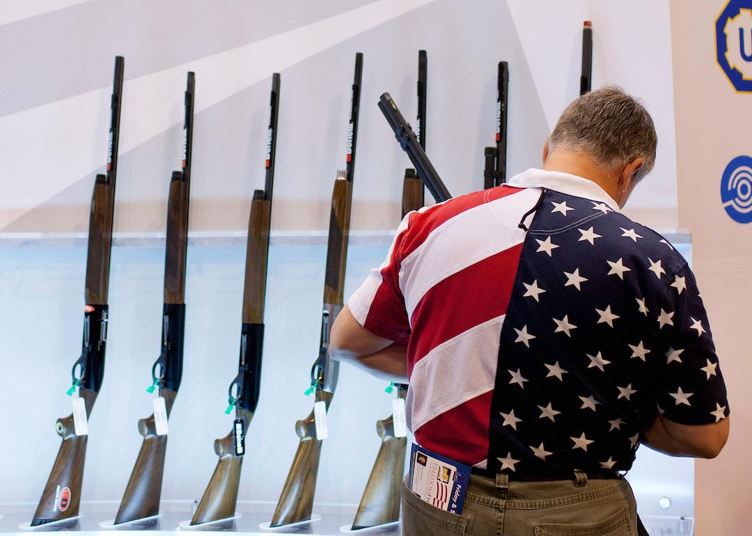 Benelli display of shotguns during the NRA Annual Meetings and Exhibits April 13, 2012 at the America's Center in St. Louis, Missouri.
