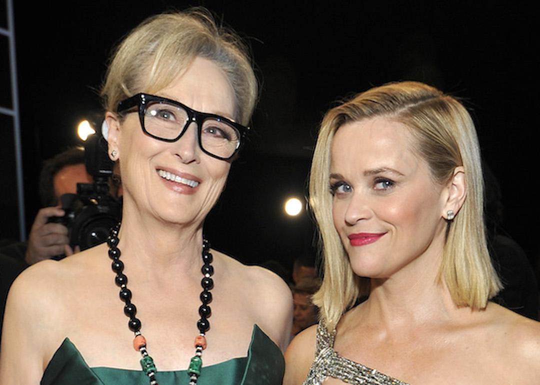 Actors Meryl Streep and Reese Witherspoon attend the 26th Annual Screen Actors Guild Awards at The Shrine Auditorium on Jan. 19, 2020 in Los Angeles, California.