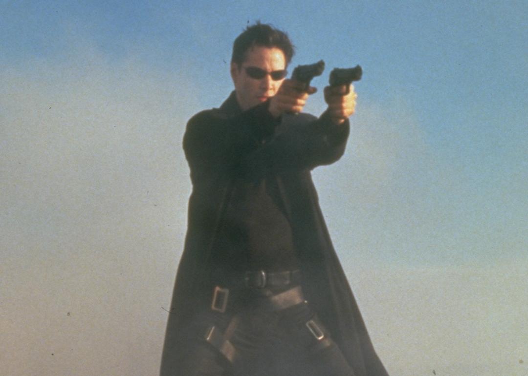 Actor Keanu Reeves in the 1999 sci-fi movie 'The Matrix.'