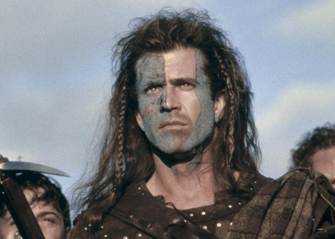 Actor Mel Gibson wears blue face makeup in the movie 'Braveheart.'