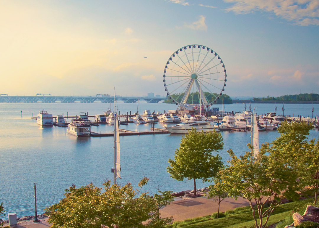 View of ferris wheel in the National Harbor in Annapolis, Maryland.