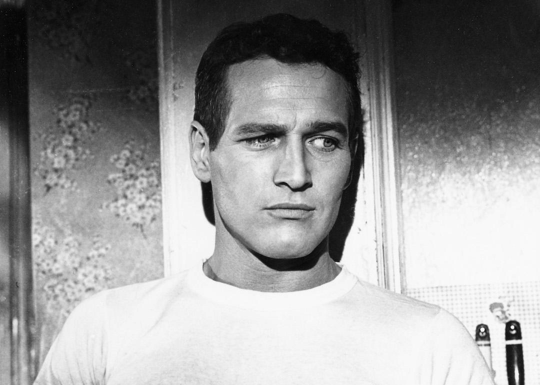 Actor Paul Newman wears a white t-shirt in a publicity still issued for the film 'The Hustler.'