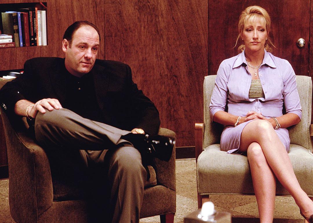 Actor James Gandolfini as Tony Soprano and Edie Falco as Carmela Soprano seek counseling on HBO's hit television series 'The Sopranos.'