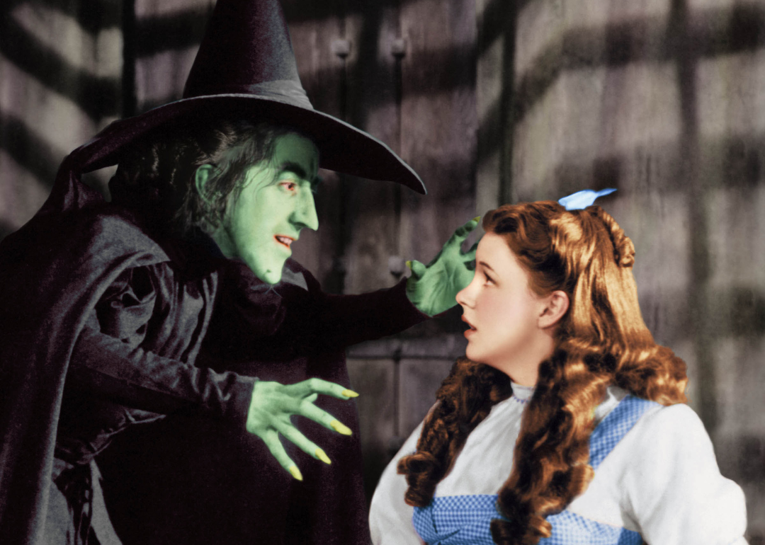 Margaret Hamilton and Judy Garland in "The Wizard of Oz"