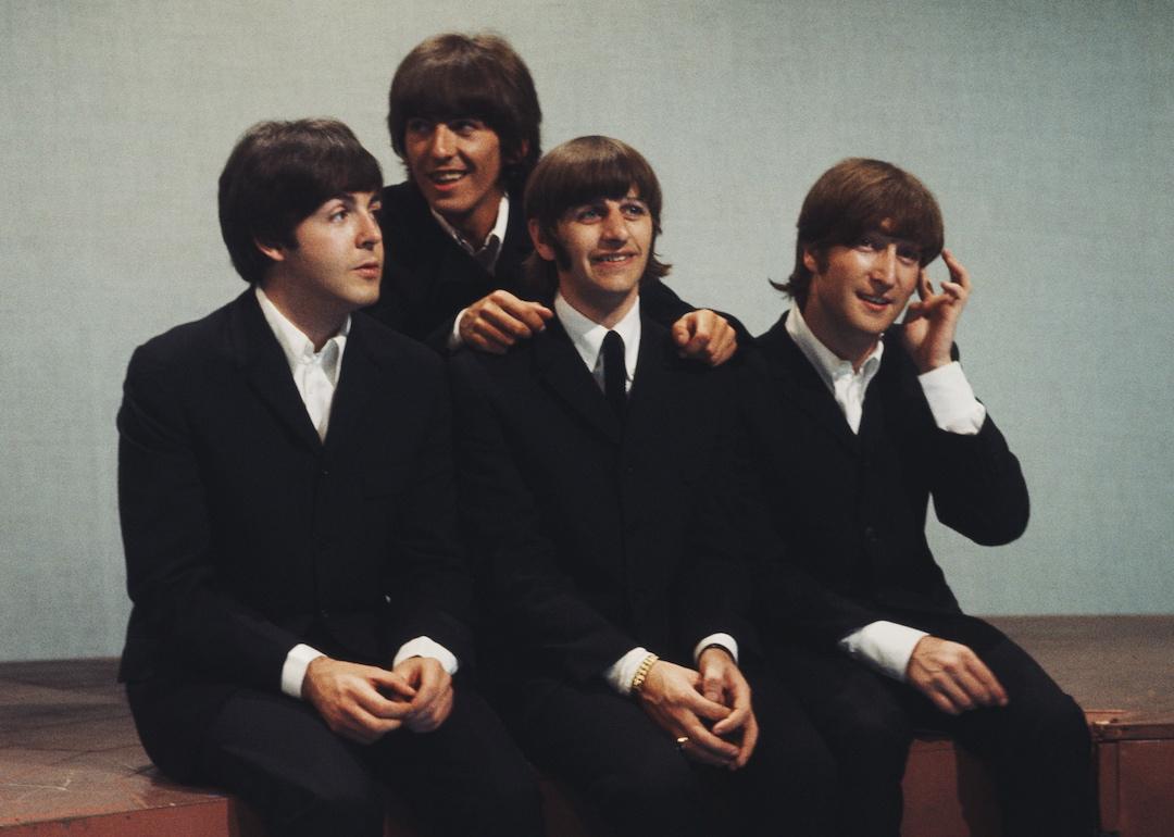 From left, Paul McCartney, George Harrison, John Lennon, and Ringo Starr of The Beatles circa 1964.
