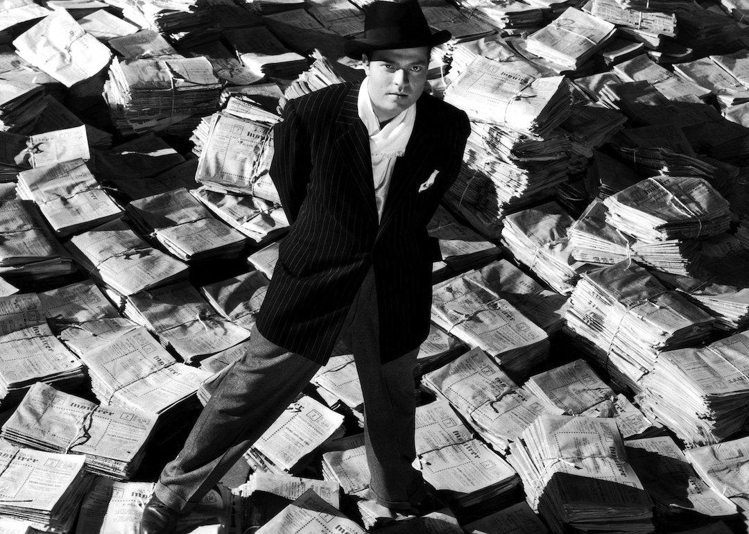Orson Welles poses as Charles Foster Kane in a scene from the 1941 film 'Citizen Kane.'
