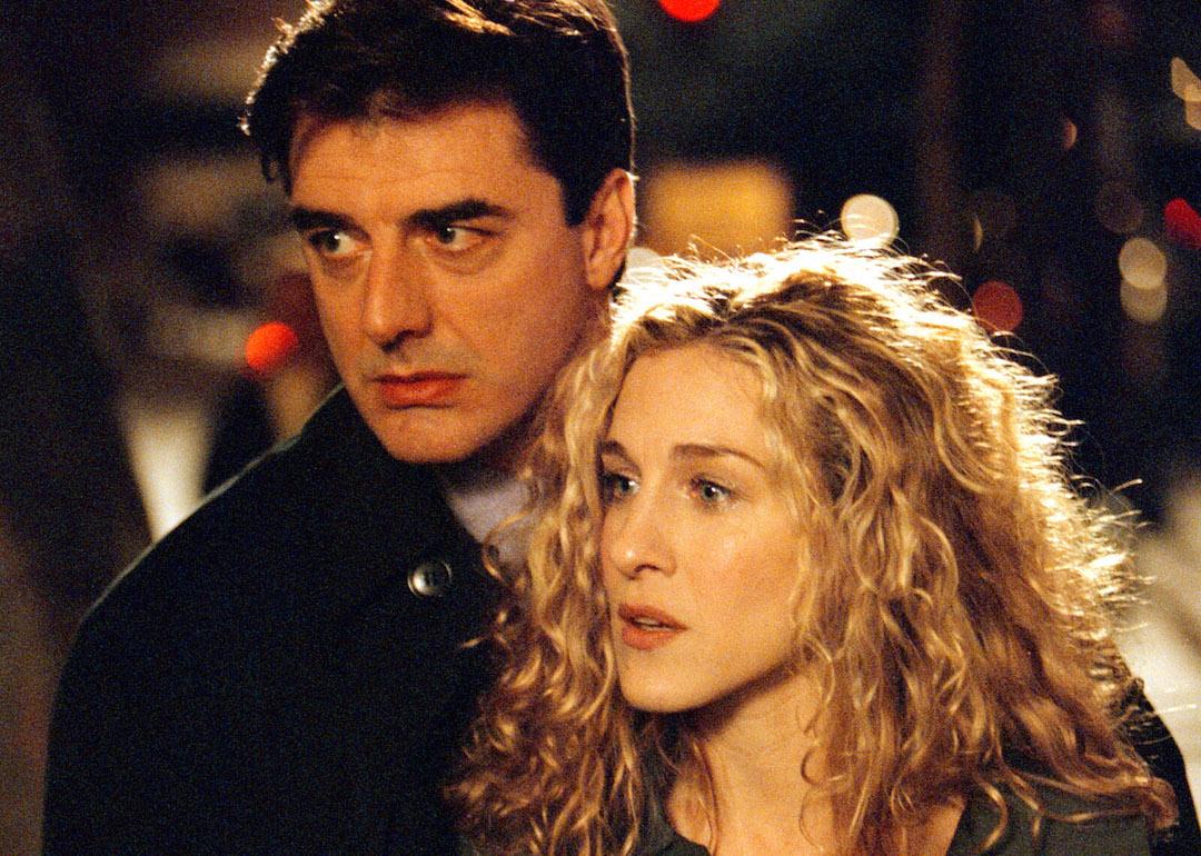 Actors Sarah Jessica Parker and Chris Noth on the set of 'Sex and the City.'
