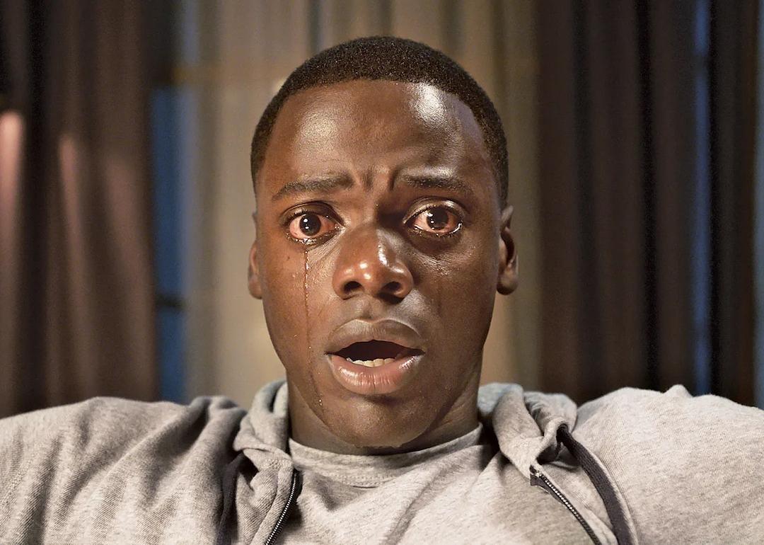 Tears stream down the face of actor Daniel Kaluuya in the horror movie 'Get Out.'