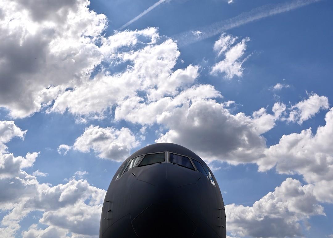 An US Air Force aircraft Pegasus KC-46A by Boeing is displayed during the 53rd International Paris Air Show at Le Bourget Airport near Paris, France on June 18, 2019.