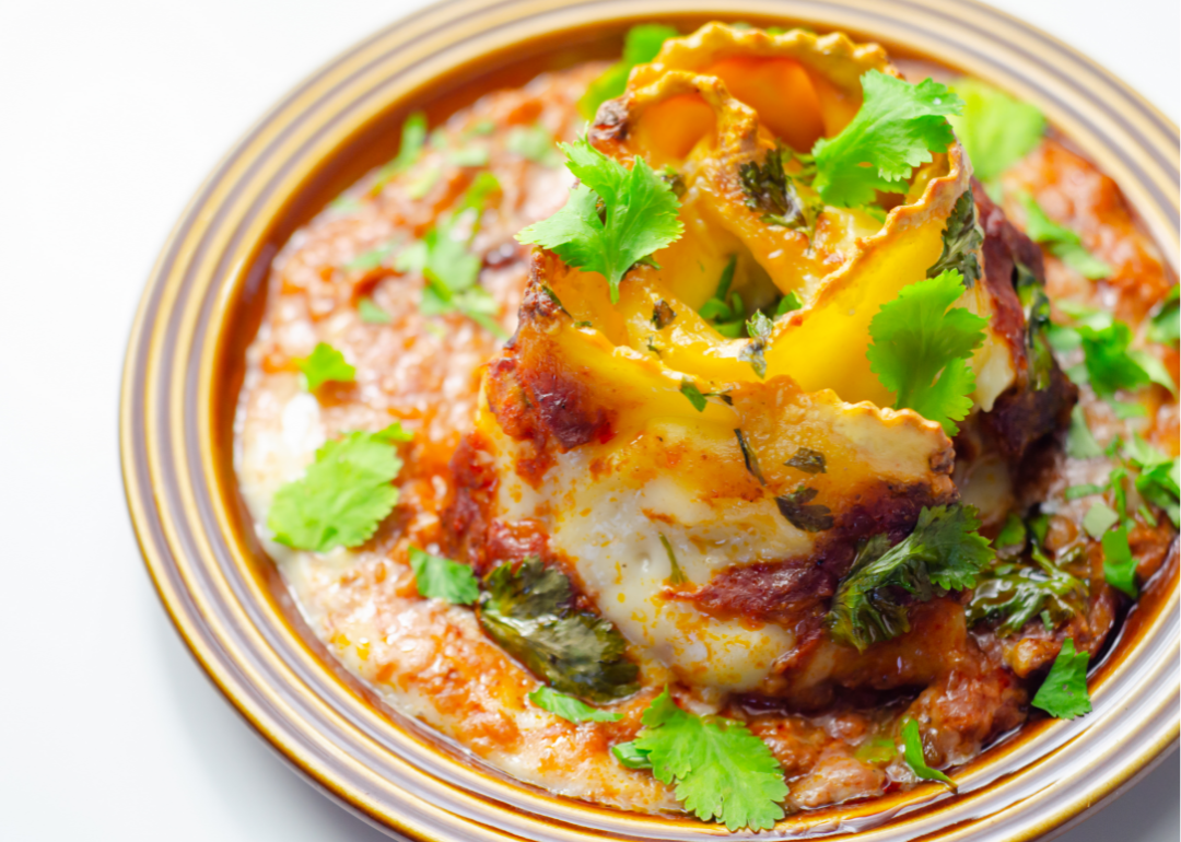 Hand-rolled four cheese ravioli pasta.