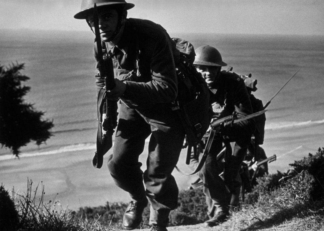 Marines take part in an invasion training exercise during World War II.