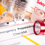 An emergency checklist and supplies