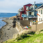 Homes in West Seattle, with views of the water, in King County, Washington.