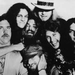 Members of Lynyrd Skynyrd pose for a photo in 1976: Billy Powell, Allen Collins, Artimus Pyle, Leon Wilkeson, Ronnie Van Zant, Steve Gaines, and Gary Rossington.