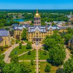 An aerial view of the Golden Dome at the University of Notre Dame in South Bend, Indiana