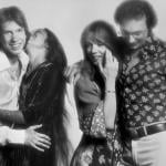 Portrait of the members of Starland Vocal Band, circa 1970. From left: Jon Carroll, Margot Chapman, Taffy Nivert, and Bill Danoff.