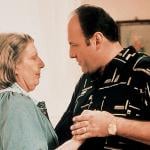 Actors Nancy Marchand and James Gandolfini in a scene from the HBO TV series 'The Sopranos.'