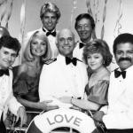 The cast of the 1970s TV series 'The Love Boat' on the set.