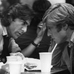 Actors Dustin Hoffman and Robert Redford as reporters Carl Bernstein and Bob Woodward in the 1976 Watergate movie 'All The President's Men.'