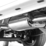 A close-up shot of a catalytic converter