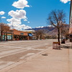 A empty small town street in Utah