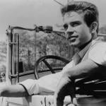 Actor Warren Beatty in car in a scene from the 1961 film 'Splendor in the Grass.'