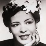 A portrait of jazz singer Billie Holiday.