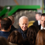 President Joe Biden talks to attendees at Dutch Creek Farms in Dakota County, Minnesota on the first stop of his rural investment tour.  