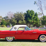 Classic Ford Thunderbird parked at a gathering of classic car enthusiasts at a park in Fullerton, California, 2017
