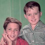 Child actors Tony Dow (left) and Jerry Mathers (right) pose together in a promotional portrait for the television show 'Leave It to Beaver' in 1955.
