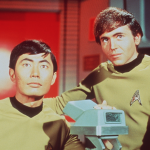 George Takei as Sulu (L) and Walter Koenig as Chekov (R) in the television series, "Star Trek." 