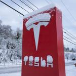 Tesla charging station in Portland, OR covered in snow