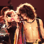 Steven Tyler & Joe Perry of Aerosmith performing onstage, 1984