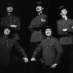 Photo of the cast of "Monty Python's Flying Circus", Back row L-R: Graham Chapman, John Cleese, Michael Palin. Front L-R: Terry Gilliam, Terry Jones (Photo by Richard E. Aaron/Redferns)