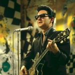 American singer, guitarist and musician Roy Orbison (1936-1988) performs on a television show in England circa 1965. 