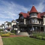 Historic Gingerbread Mansions in Oak Bluffs, Martha's Vineyard in Massachusetts.