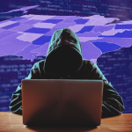 photo illustration of thief at computer with U.S. map in background