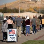 voters wait outside polling place in Nevada in 2020