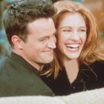 Matthew Perry and Julia Roberts on the set of 'Friends' called 'The One After the Super Bowl.'