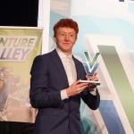 Oliver Stoner-German collects his prize as Venture Valley competition winner.