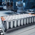 Lithium ion battery for electric vehicle on production line. 