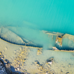 An aerial view of the sunken German ship Fritz in Rasa Bay, Croatia.