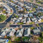 An aerial view of Californian suburbs.