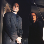 Agent Fox Mulder (David Duchovny, L) and Agent Dana Scully (Gillian Anderson, R) in a scene from an episode of 'The X-Files'