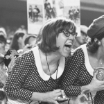 Beatles fans scream at the top of their lungs during a concert at Shea Stadium, 1965.