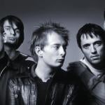 Black and white studio portrait of Radiohead—Phil Selway, Jonny Greenwood, Thom Yorke, Colin Greenwood, and Ed O'Brien—in 1995.