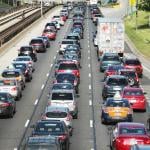 Traffic jams up on the Kennedy Expressway leaving Chicago during the Memorial Day weekend.