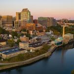 View of city skyline and river of Wilmington, Delaware.