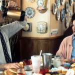 Bill Murray and Andie MacDowell in a scene from the film 'Groundhog Day', directed by Harold Ramis, 1993.