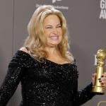 'White Lotus' star Jennifer Coolidge poses with the award for Best Supporting Actress Golden Globe in 2023.